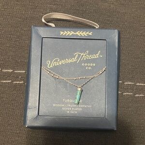 Universal Thread Silver Necklace with Turquoise Accent
